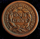 1853 Coronet Large Cent Braided Hair     full Liberty    xf Nice Detailed Condition
