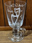 Vintage Irish Coffee Glass Mugs     Set Of 4     Shamrock   Harp Pedestal Cups