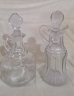 Vintage Clear Glass Olive Oil   Vinegar Bottles W  Glass Stoppers Lot Of 7