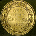 1917 Large Canada Cent Beautiful Au Red-brown King George V Canadian Penny