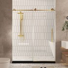 Frameless Shower Door 56-60 w X 76 h Clear Tempered Glass Brushed Gold