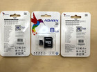 3x  Adata 8gb Microsdhc Class 4 Memory Card With Adapter - Lot Of 3