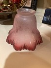 Vintage Victorian Etched Glass Shade Frosted Cranberry Ruffled Bottom Edge
