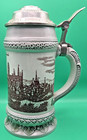 Antique Sitzendorf Porcelain German Beer Mug Pewter Lid