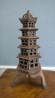 Rare Vintage Hanging Cast Iron Tiered Garden Pagoda Candle Holder Lantern 13  