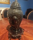 Beautiful Black Glass Buddha Head With Stand