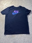 Vintage Nike Purple Globe World Logo Tee Adult Large Black Cotton 90s Shirt