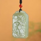 Chinese Natural Green Hetian Jade Jadeite Hand-carved Pendant Animal Sign Tiger