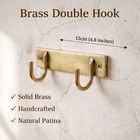Unlacquered Solid Brass Antique Double Wall Hook   Vintage Coat   Towel Hanger