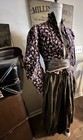2489    antique Rare 1800s French Harem Pants Boned Top Silk Sash Purple Taupe Dis
