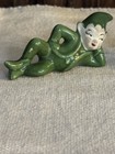 Vintage 1950s Elf Pixie Fairy Figurine Set Of 3 Green Ceramic Playful Whimsical