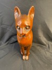 Primitive Hand Carved Folk Art Wooden Sitting Cat 17   