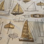 Vintage Woven Jacquard Upholstery Fabric Nautical Blueprint Yacht Sailboat Plans