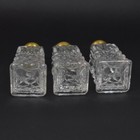 Vintage Japan Crystal Mini Salt   Pepper Shakers  3  With Brass Lids Retro Glass