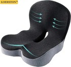 Memory Foam Seat Cushion W lumbar Support Pillow For Back   Sciatica Pain Relief