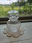 Apothecary Crystal Glass Powder Jar W    star    Lid Vintage Vanity Make Up Elegant 
