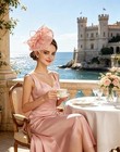 Z x Sinamay Hat Floral Feather Pillbox Derby Hats For 016 Peach Pink Fascinator