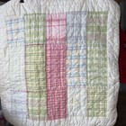Two Pottery Barn Kids Patchwork Pillow Shams 25    Square Cotton Pink Blue Green