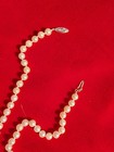 Vtg 1960  White 14  Cultured Pearl Necklace 14k White Gold Filigree Clasp  Lush