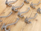 10 Cast Iron School Style Coat Hooks Hat Hook Rack Hall Tree Acorn  read Rust 