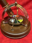 Vintage Wood   Brass Musical Kaleidoscope W  Stained Glass Rotating Disc
