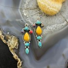Sterling Silver Southwestern Style Multistone Dangle Earrings For Women  4