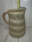 Vintage Rubberized Green Spaghetti String Pitcher With Ice Lip 9 1 8    Mcm Read