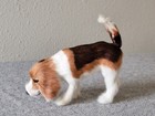Sweet Little Beagle Dog Figurine Life-like Glass Eyes Real Rabbit Fur 5 