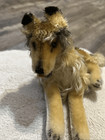 Vtg Steiff 12    Collie 1950 s Large Dog  Shaded Mohair  Open Mouth  Lying  No Tag