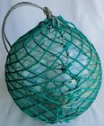 Japanese Glass Fishing Float Xl 9  Aqua In Green Net Usa Bz 26w