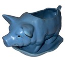 Vintage Cdp  Pottery Pig Planter Figurine  Pot Matte Blue