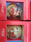 Set Of 4 Classic Coca-cola Ball Santa Christmas Ornaments Corning Glass Coke New