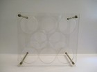 Vtg 1970 s Lucite   Brass 8 Bottle Wine Rack Holder Mid Century Modern Mcm