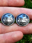 Jewish Judaica Cuff Links Hebrew Israel Lion Menorah Coin Nice Gift Hanukkah 