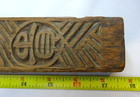 Primitive 17 5  Carved Wood Korean Holiday Rice Cake Stamp Old Cracked Wooden