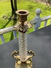 Vintage Chrystal   Gilt Bronze Candle Holder Hollywood Regency 11 3 4    T