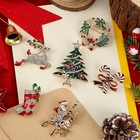 6 Pcs Christmas Pins christmas Brooch For Women Rhinestone Crystal Christmas Pin
