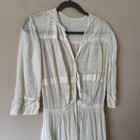 Edwardian Cotton Tea Day Dress Antique Lawn Small Lace White Petticoat Sheer