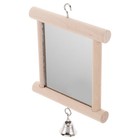 Wood Pet Parrots Birds Toy With Bell Double Side Mirror On Cage Swing Play