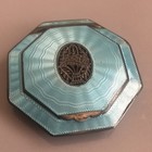 Art Deco Austrian Sterling Silver And Blue Guilloche Enamel Compact Octagon Rare