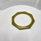 Geometric Art Deco Pea Green Bakelite Spacer Bracelet Oxidated Bangle 8 5  Vtg 