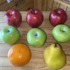8 Fake Fruit Apples Pear Orange Heavier Artificial Realistic Bunch Plastic