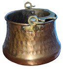 Vintage Hand Hammered Copper Pot     Brass Swivel Handle     Vgc     Made In Israel