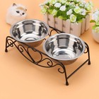 Pet Feeder  Stainless Steel Double Dog Cat Food Water Bowls Feeder Dishes She   