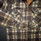Vintage Sears Flannel Shirt Jacket Mens Medium Brown Quilt Lined 1980s Workwear