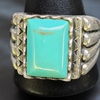 Carolyn Pollack Turquoise Ring 925 Silver Statement Southwestern Wide Band    