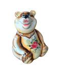 Vintage Russian Bear Gzhel Porcelain Figurine Hand-painted 4 5  Tall