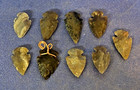 Lot 9 Pc Flint Arrowhead Project Spear Points Knife Blade  Make Your Own  M