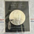 Postmasters Of America Lbj 8c First Day Cover Silver Medallion Coa