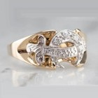 Round Cut Lab-created Diamond Shriner Symbol Ring 14k Yellow Gold Finish